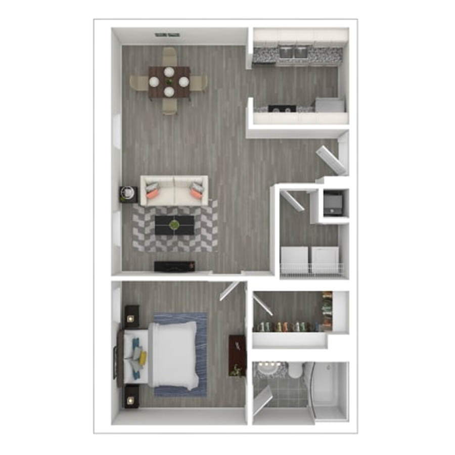 Rendering of the gh-A5A floor plan with 1 bedroom[s] and 1 bathroom[s] at Gayoso House